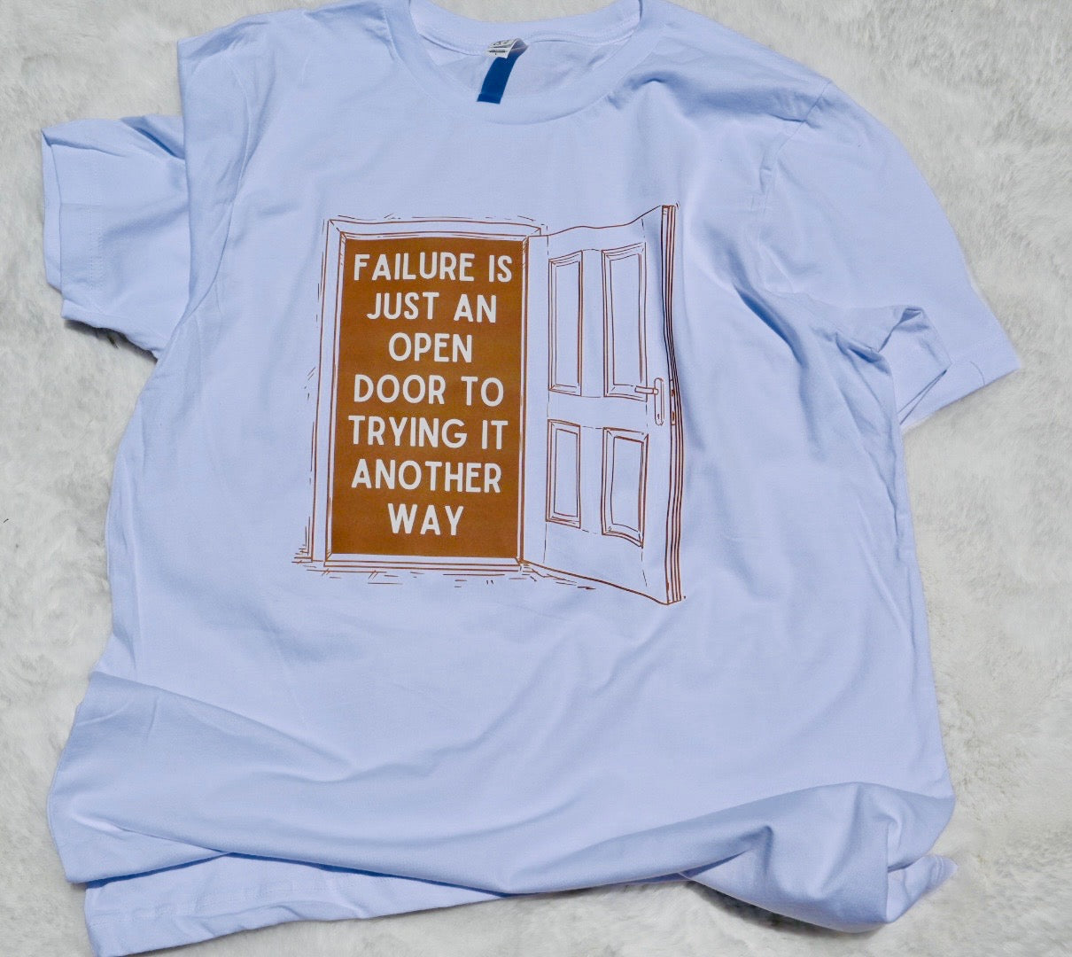 "Failure is Just an Open Door" short sleeve - white/tan